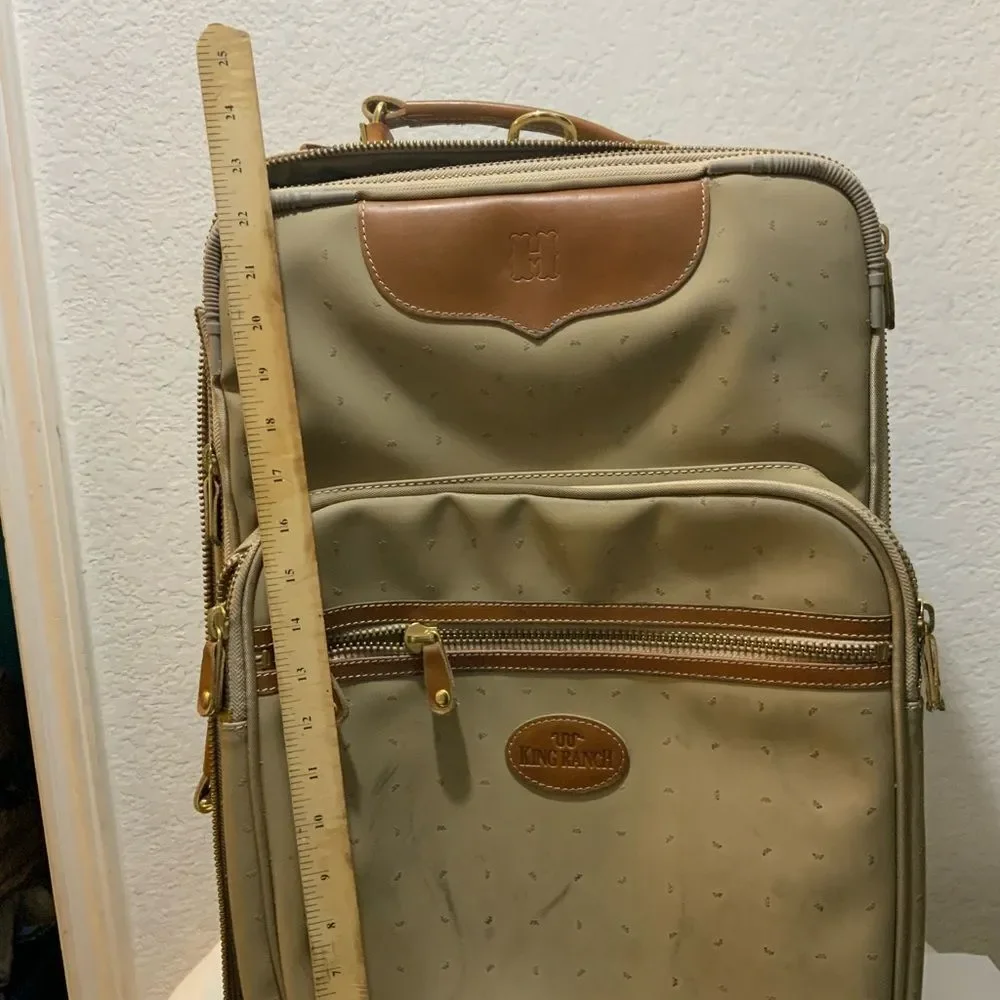 King Ranch, leather trim suitcase roller bag carry-on, luggage 22”